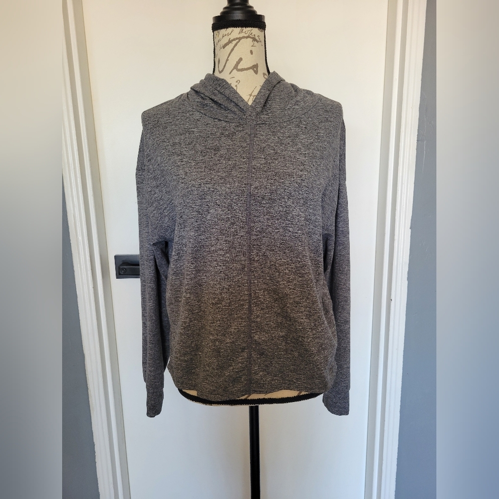 GAP Fit Brushed Tech‎ Jersey Hoodie Medium Gray Women Size Medium